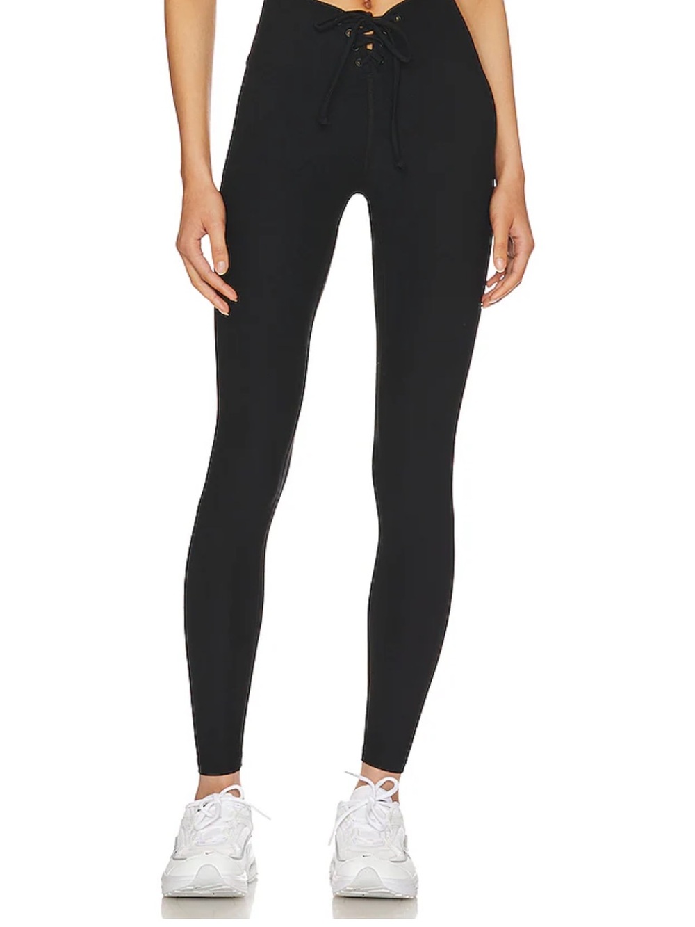 Year of Ours Black Lace-Up High-Waist Leggings